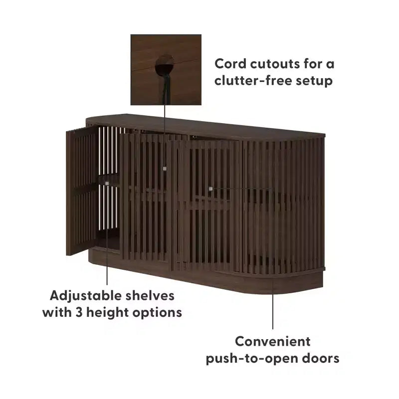Plank+Beam Contour Sideboard aus Massivholz mit 3 Türen, 59-Zoll-TV-Ständer fürs Wohnzimmer