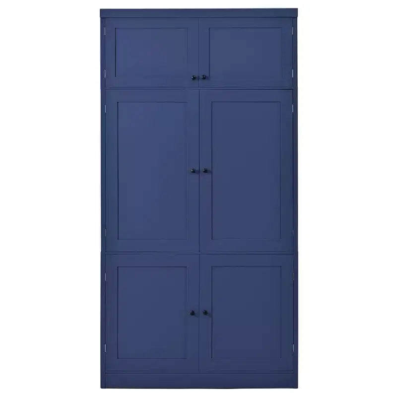 Armoire garde-manger haute pour cuisine avec prises électriques, grand placard autoportant avec support pour micro-ondes, tiroirs, étagères, porte-bouteilles et étagères intégrées à la porte