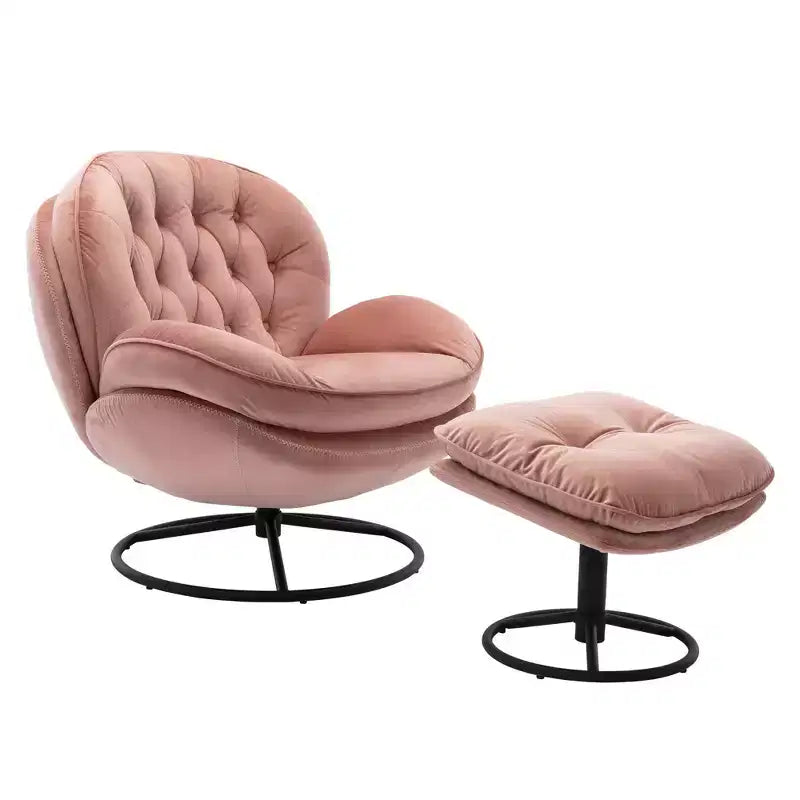 Poltrona de destaque em veludo Okak com repousa-pés, cadeira moderna sem braços para sala de estar, estilo de meados do século, macia e confortável para ver televisão e jogar