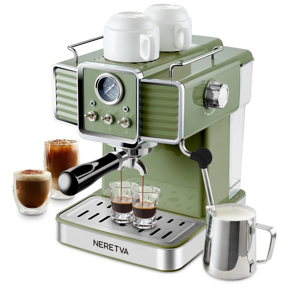 Espressokoffiemachine met melkopschuimer en stoomfunctie