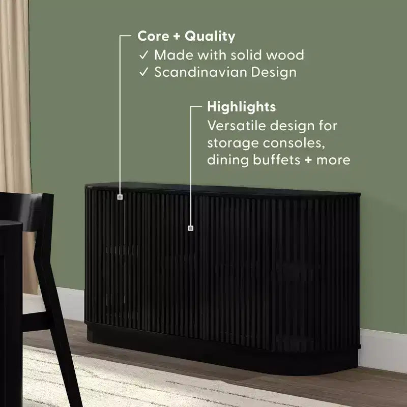 Plank+Beam Contour Sideboard aus Massivholz mit 3 Türen, 59-Zoll-TV-Ständer fürs Wohnzimmer