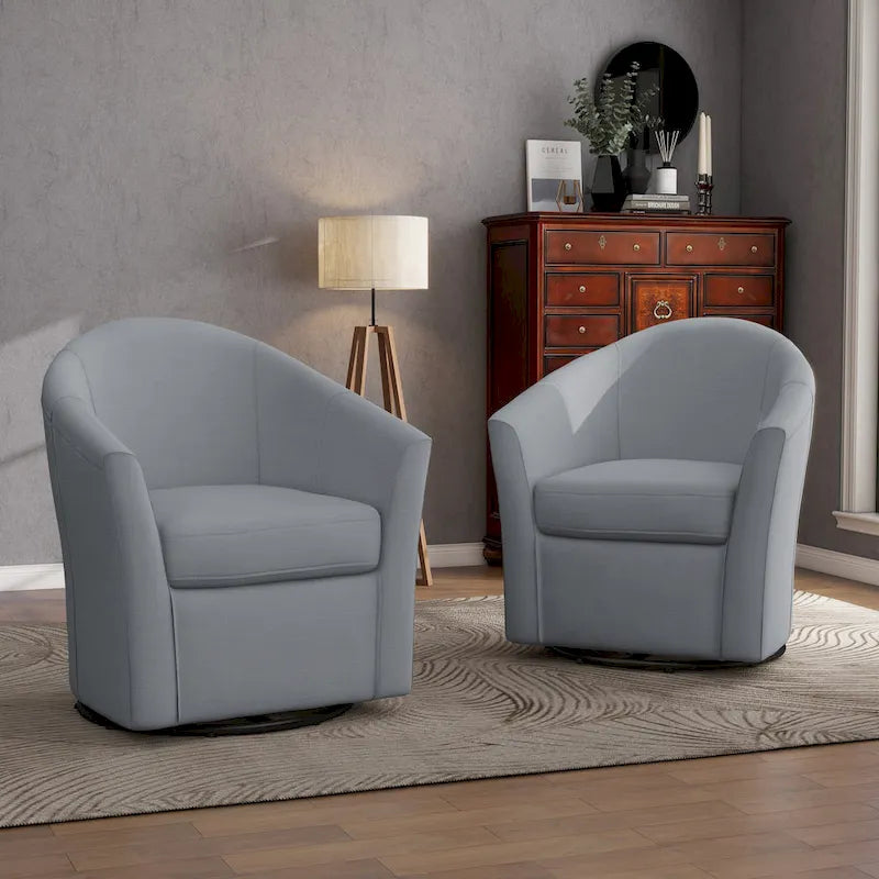 Set van 2 moderne gestoffeerde draaibare kuipstoelen voor de woonkamer