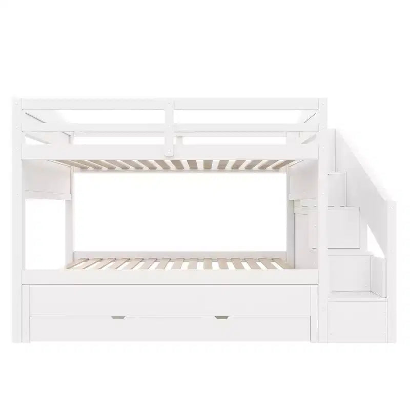 Letto a castello Whisen Twin XL con letto estraibile, contenitore, legno massello, scala contenitore, armadio e 3 cassetti, per bambini