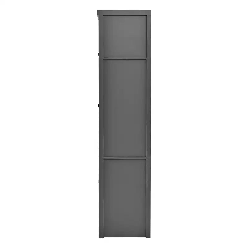 Armoire garde-manger haute pour cuisine avec prises électriques, grand placard autoportant avec support pour micro-ondes, tiroirs, étagères, porte-bouteilles et étagères intégrées à la porte