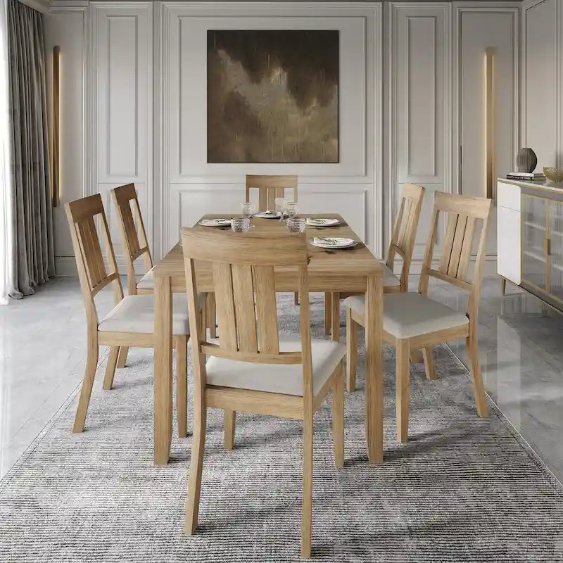 CraftPorch klassisches 7-teiliges Esszimmer-Set aus Holz