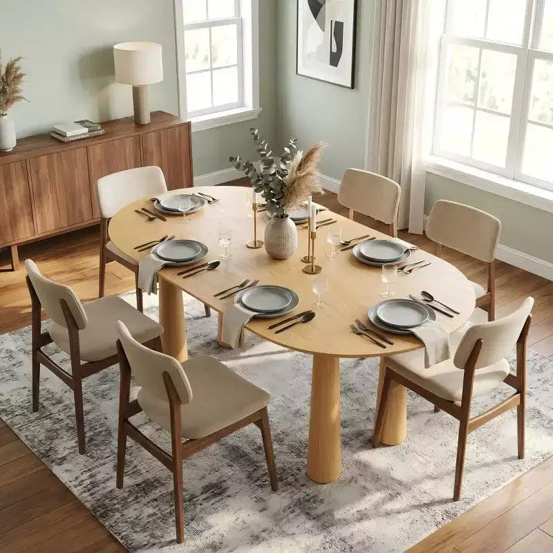 Dovelina 67 Oval Wood Dining Table with 4 legs Modern Kitchen Table for 6 People