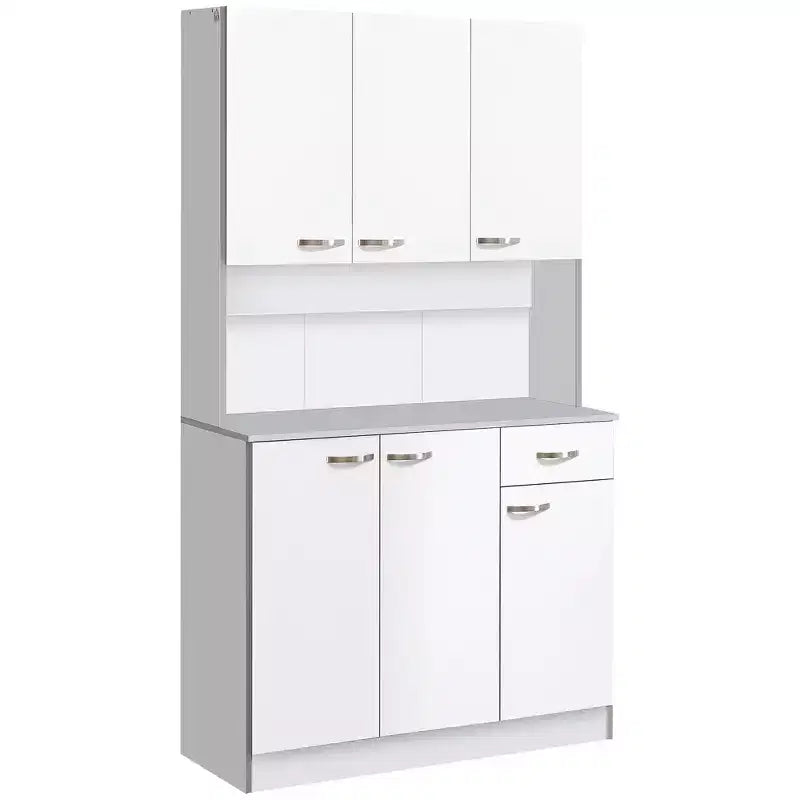 71 keukenkast, hoge opbergkast met magnetronstandaard, moderne keukenkast, 3 verstelbare planken voor woonkamer en eetkamer