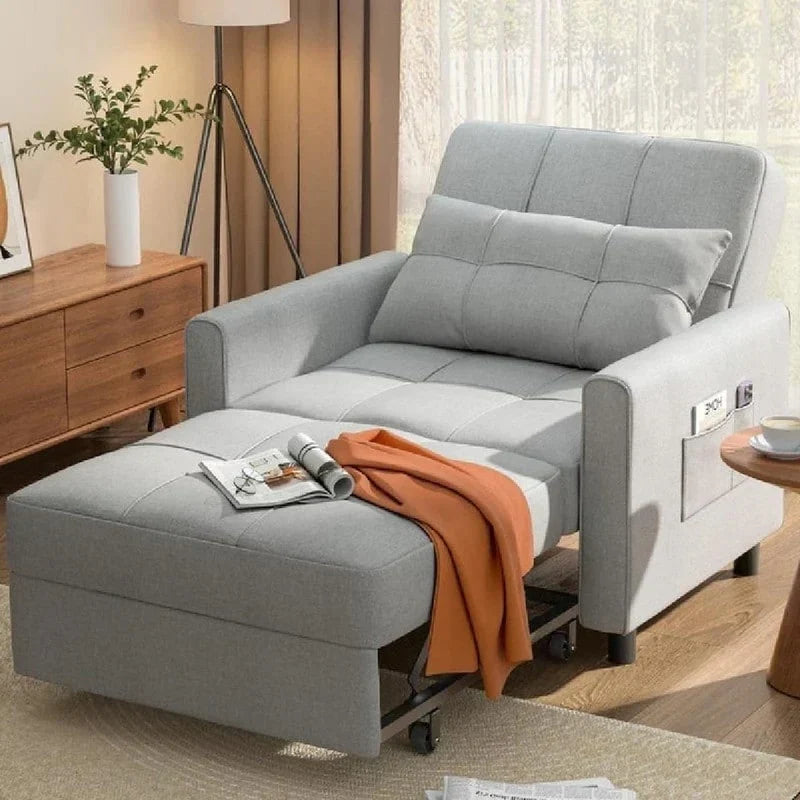 3-in-1 Adjustable Sleeper Sofa Bed, Pull Out Chair Sofa, Convertible Folding Bed for Living Room