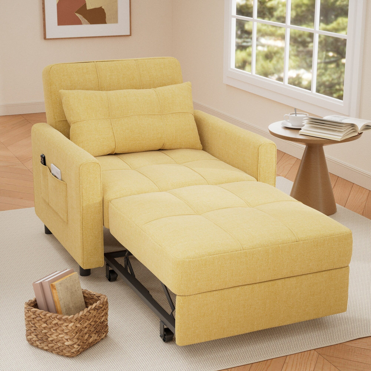 3-in-1 Adjustable Sleeper Sofa Bed, Pull Out Chair Sofa, Convertible Folding Bed for Living Room