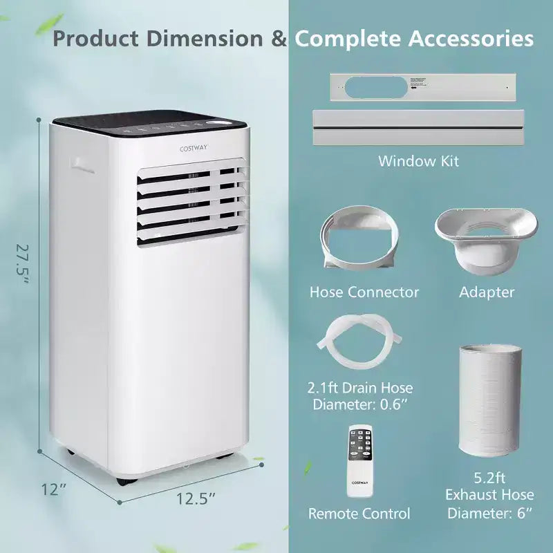 Costway tragbare Klimaanlage mit 8000 BTU, 3-in-1-Luftkühler mit Ventilator, Entfeuchtungs- und Schlafmodus