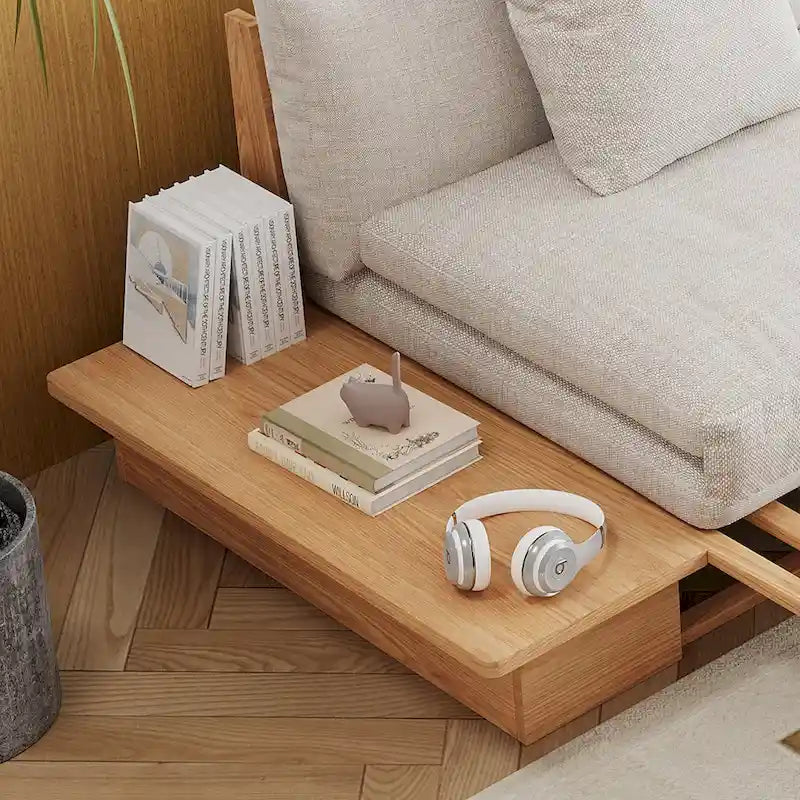 JASIWAY modernes Sofa aus Massivholz mit Baumwoll-Leinenbezug
