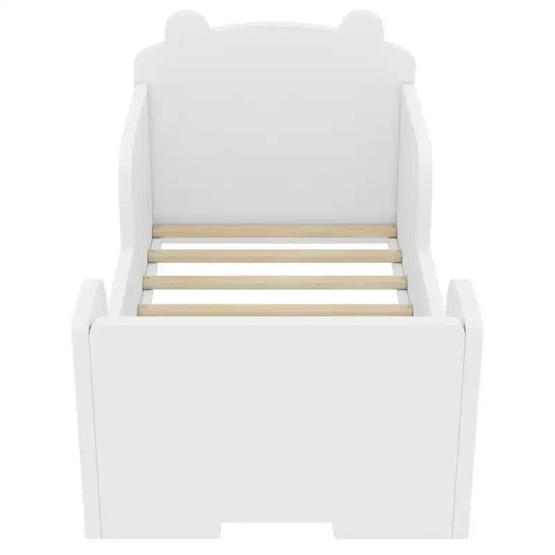 Lit au sol en forme d’ours Okak pour enfants de 3 à 6 ans, cadre de lit pour tout-petit avec barrière de sécurité, joli lit pour enfants en forme d’animal
