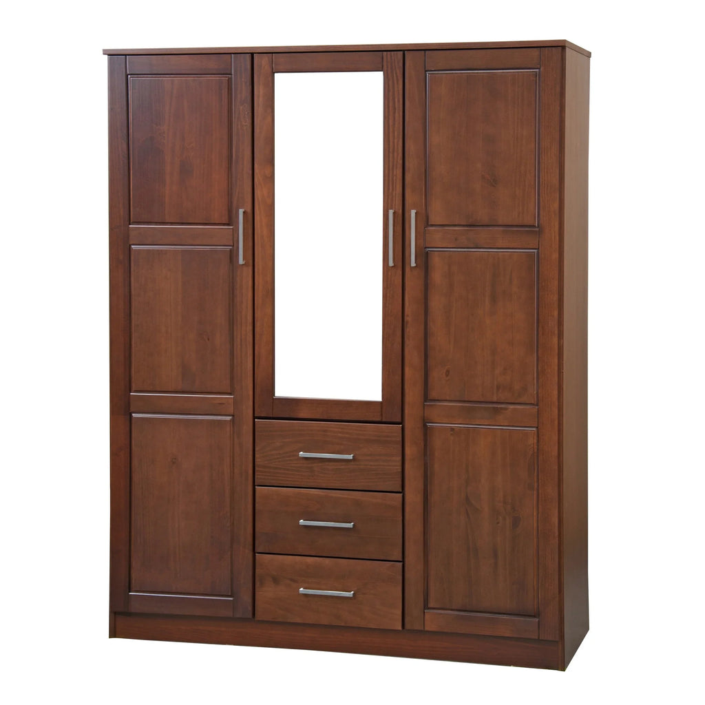 Guarda-roupa Cosmo Palace Imports com 3 portas, 100% madeira maciça, com portas de madeira maciça ou espelhadas
