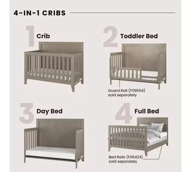 Conjunto de quarto infantil Child Craft Kieran com berço, cómoda dupla e arca, de 3 peças, inclui berço convertível 4 em 1, cómoda e arca