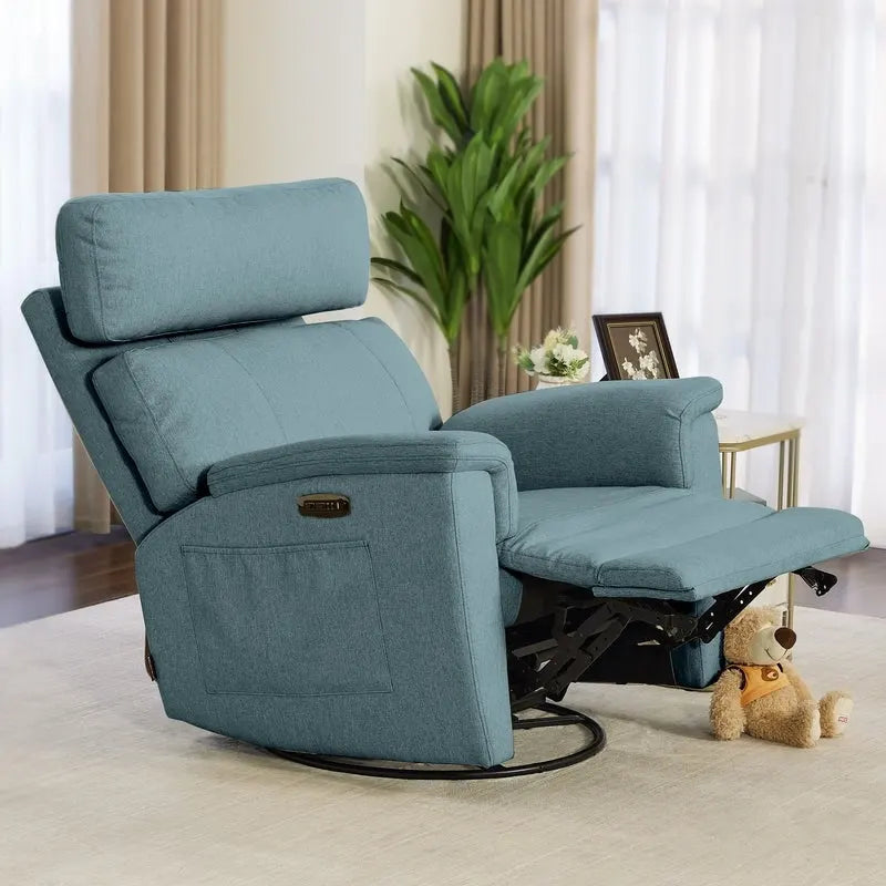 Fotel-bujak obrotowy z funkcją rozkładania i zasilaniem USB oraz lampką nocną do pokoju dziecięcego