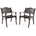 Costway 2/4 PCS Cast Aluminum Patio Chairs Set of 2 All Weather