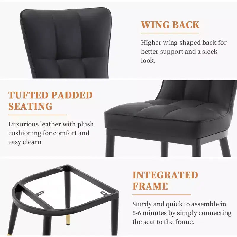 Bekrvio eetkamerstoelen, set van 6, moderne bekleding van imitatieleer met hoge rugleuning, metalen poten, armloze keukenstoelen voor woonkamer en eetkamer