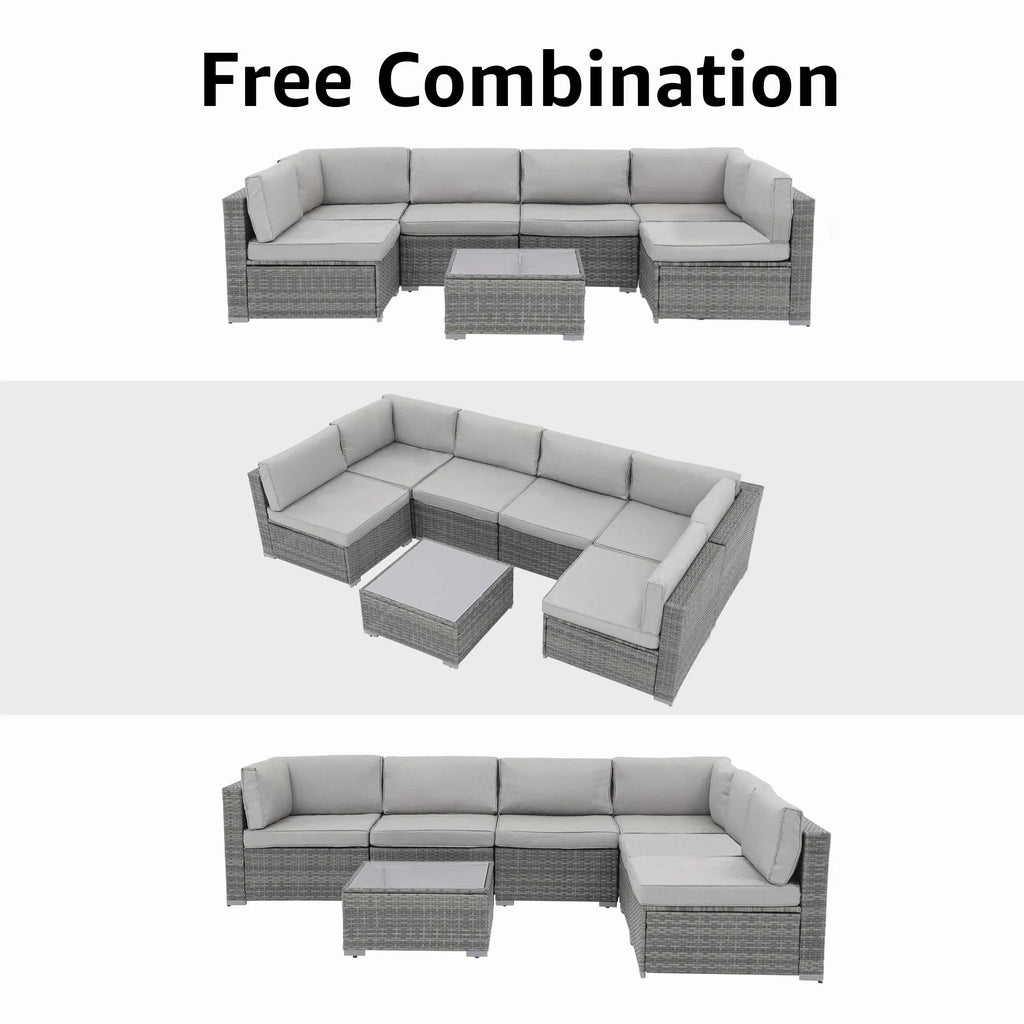 Wicker/ Steel 7-piece Outdoor Cushioned Sectional Sofa Set