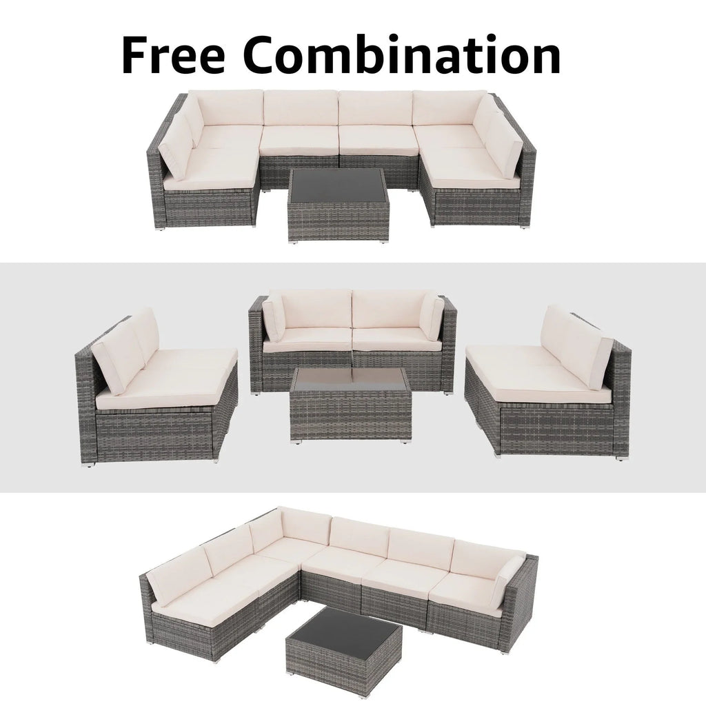 Wicker/ Steel 7-piece Outdoor Cushioned Sectional Sofa Set