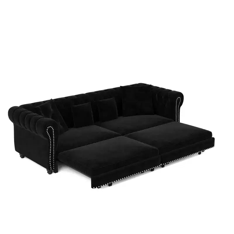 Rozkładana sofa 3 w 1 Whisen Velvet typu king-size z ruchomym podnóżkiem i pikowanym wzorem