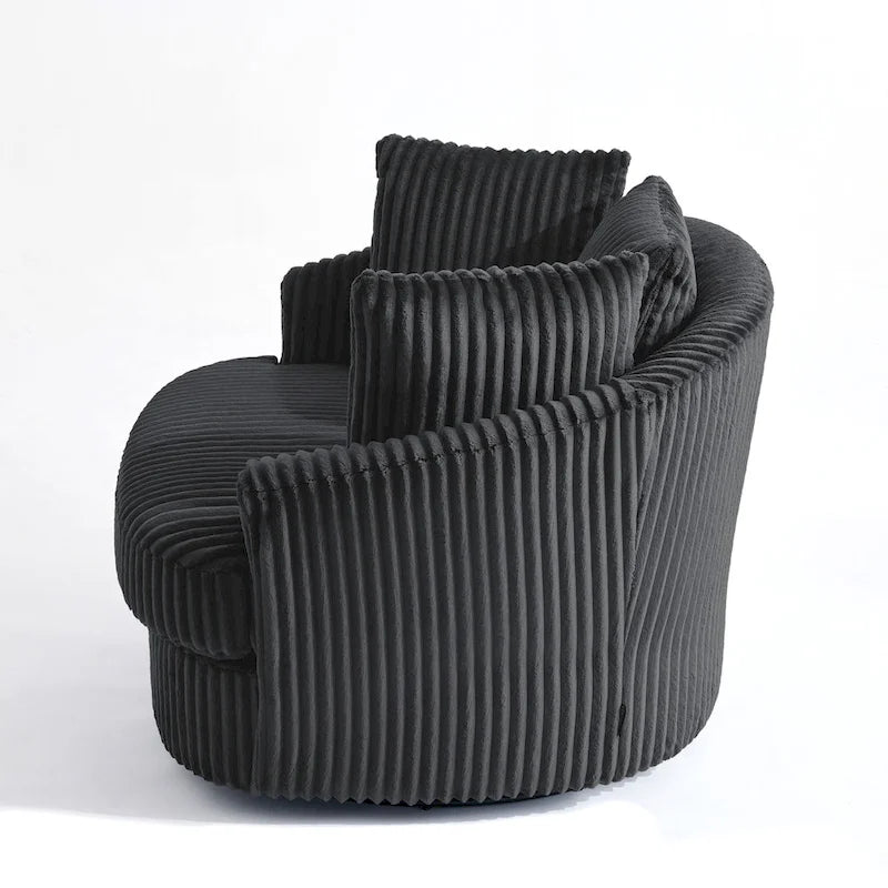 2er-Set übergroße 43 W Plüsch-Cordsessel mit Drehfunktion und Kissen