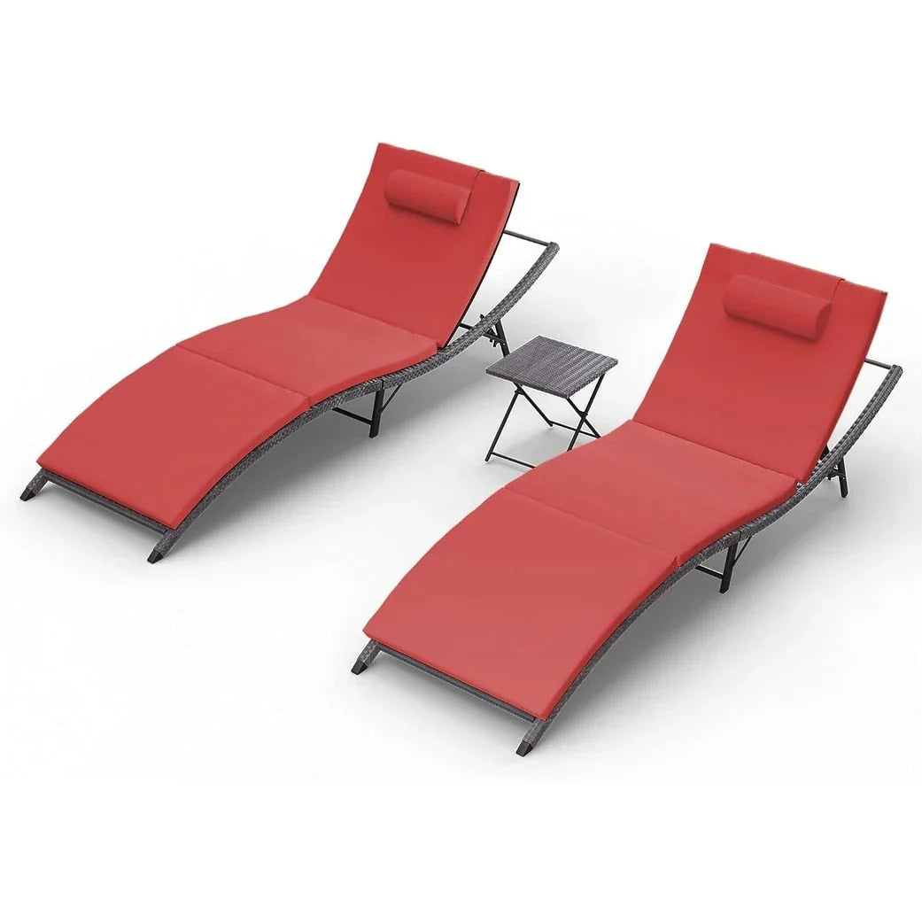 3-elementowy zestaw ogrodowych leżanek typu chaise longue Kullavik