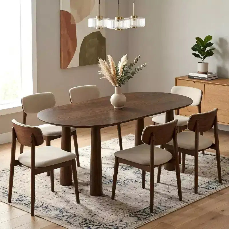 Dovelina 67 Oval Wood Dining Table with 4 legs Modern Kitchen Table for 6 People