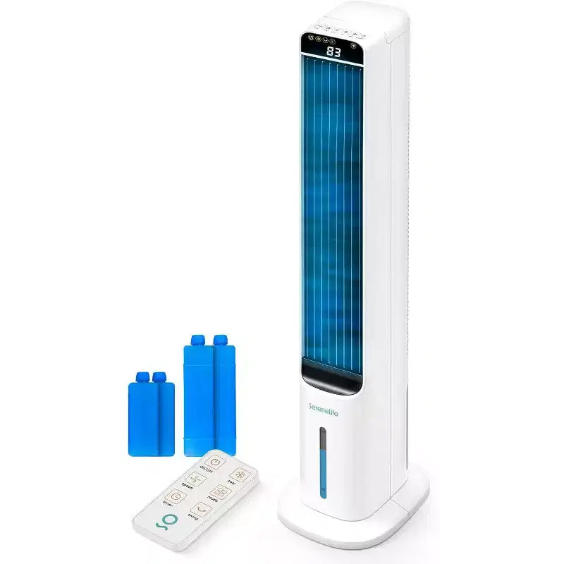Rafraîchisseur d'air évaporatif portable SereneLife, réservoir d'eau amovible de 5 L - blanc