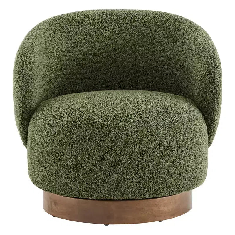 Fauteuil tonneau pivotant rembourré d’appoint Spruce&Spring avec base en bois