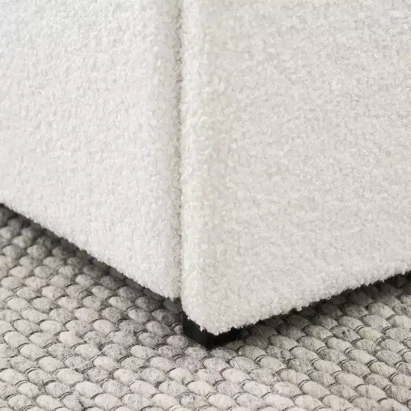 Modernes gepolstertes Bouclé-Bett in Queen-Size mit Stauraumschubladen