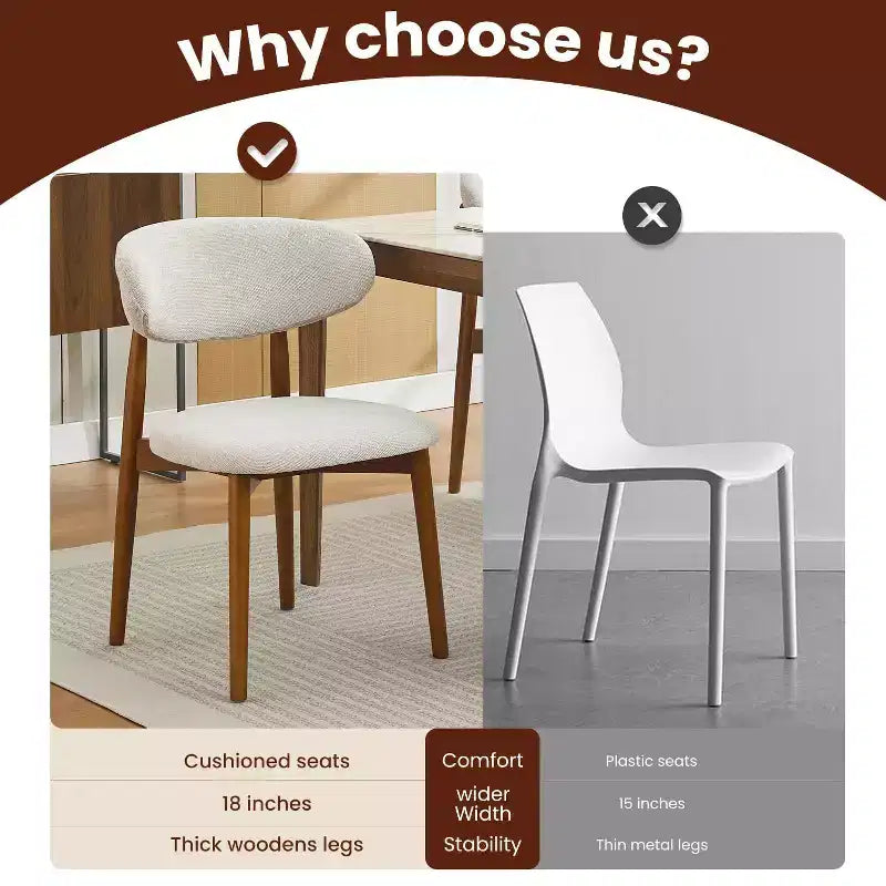 Esszimmerstuhl-Set, 4-teilig, gepolsterte Esszimmerstühle im Mid-Century-Modern-Stil, Küchenstühle im Landhausstil mit gepolsterter Stofffläche und Holzbeinen, Beige