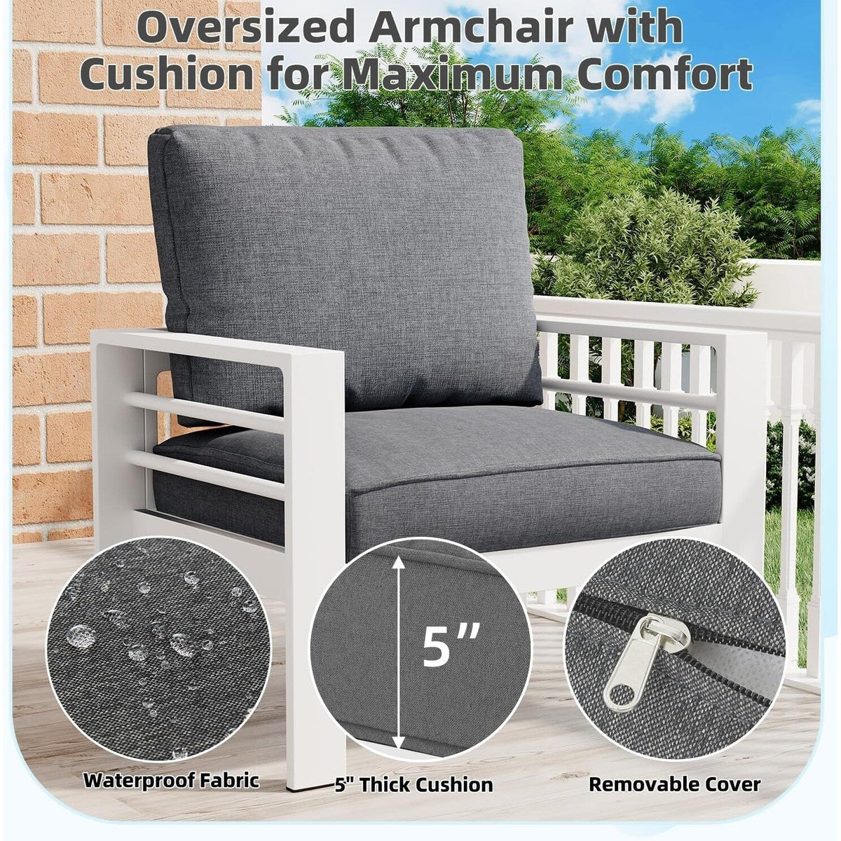 Ensemble de mobilier de terrasse en aluminium AECOJOY de 7 pièces, ensemble extérieur pour la conversation