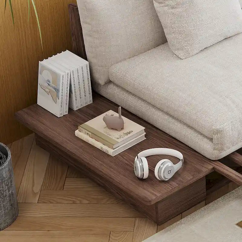 JASIWAY modernes Sofa aus Massivholz mit Baumwoll-Leinenbezug