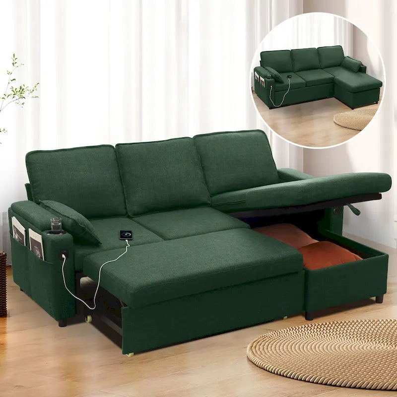 80 L-förmiges Schlafsofa, Schlafsofa mit ausziehbarem Bett, wendbares Schlafsofa