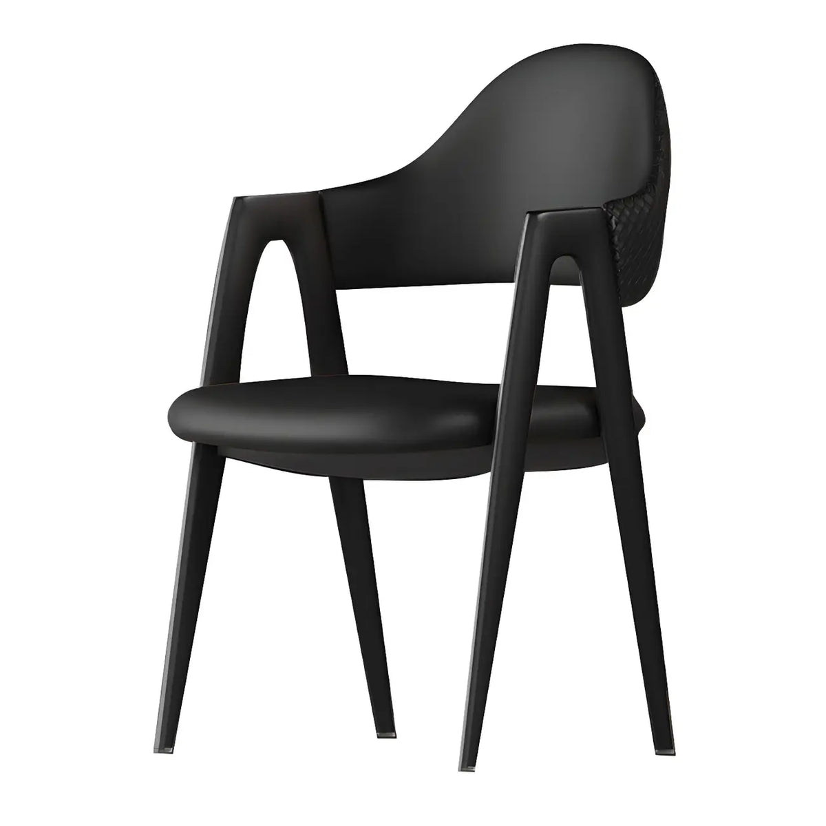 Chaise de salle à manger moderne en cuir, avec accoudoirs, dossier ouvert incurvé