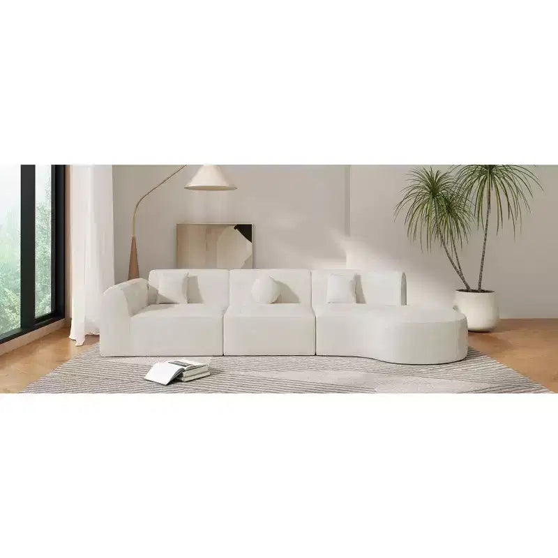 Nowoczesna narożna sofa z szezlongiem, 140 cali, zestaw 3-częściowy, do salonu
