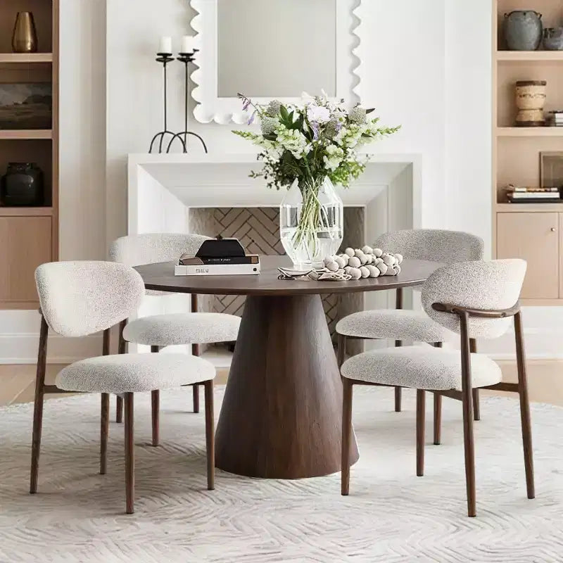 Set of 4 Modern Upholstered Dining Chairs with Curved Backrest, Iron Frame Armless Side Chairs for Dining Room, Kitchen-Panipeachy