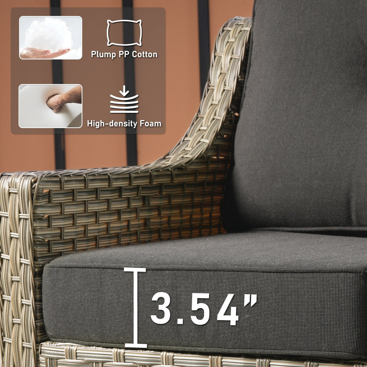 HOOOWOOO 2-teiliges Gartenstuhl-Set aus Korbgeflecht und Rattan mit hoher Rückenlehne