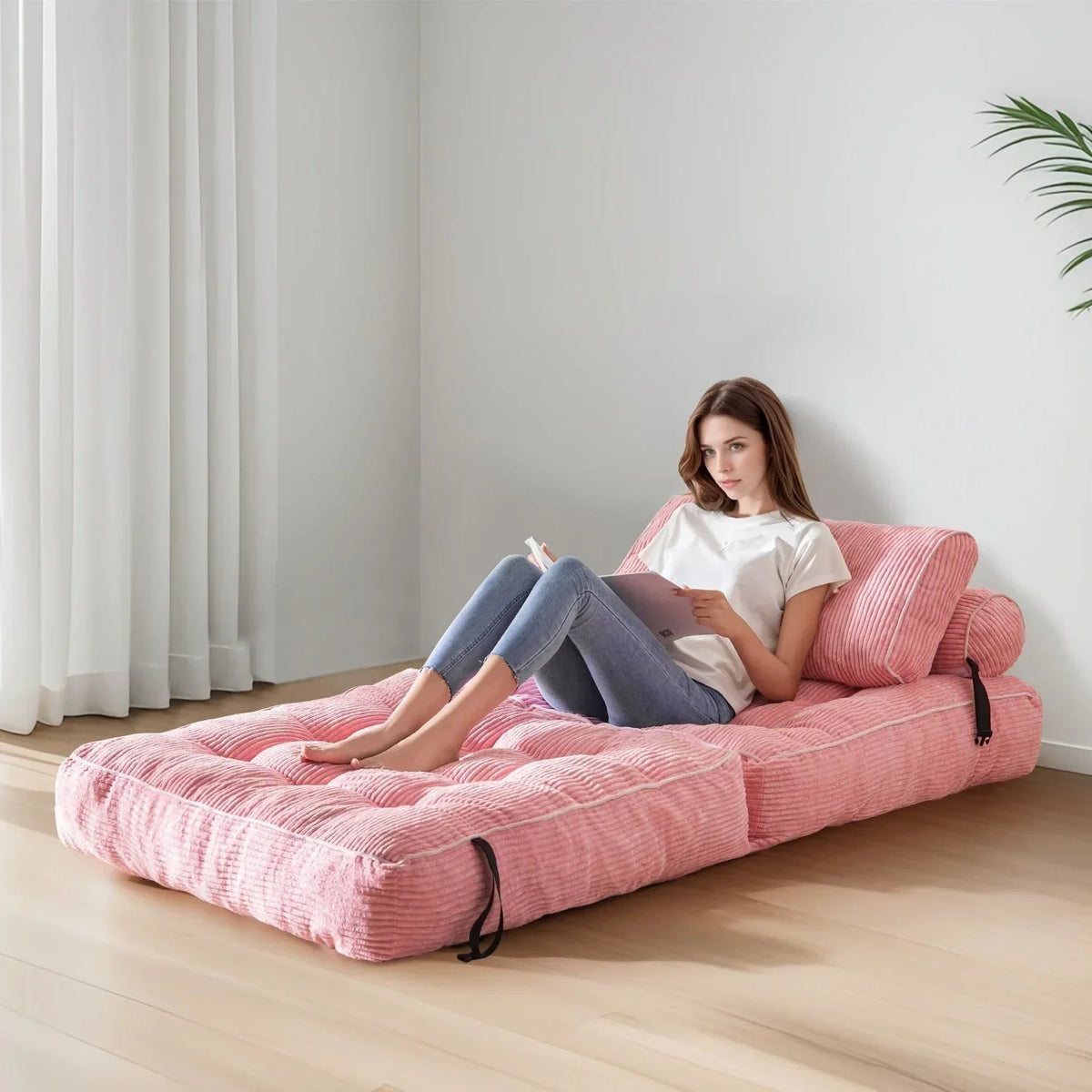 Sofá-cama dobrável de bombazina 8, individual