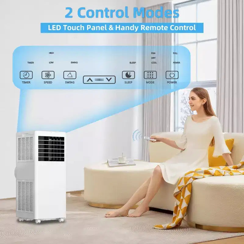 Ar condicionado portátil de 8K BTU - arrefecimento 3 em 1, desumidificador e ventilador para 350 Sq Ft, com modo de suspensão e garantia de 1 ano