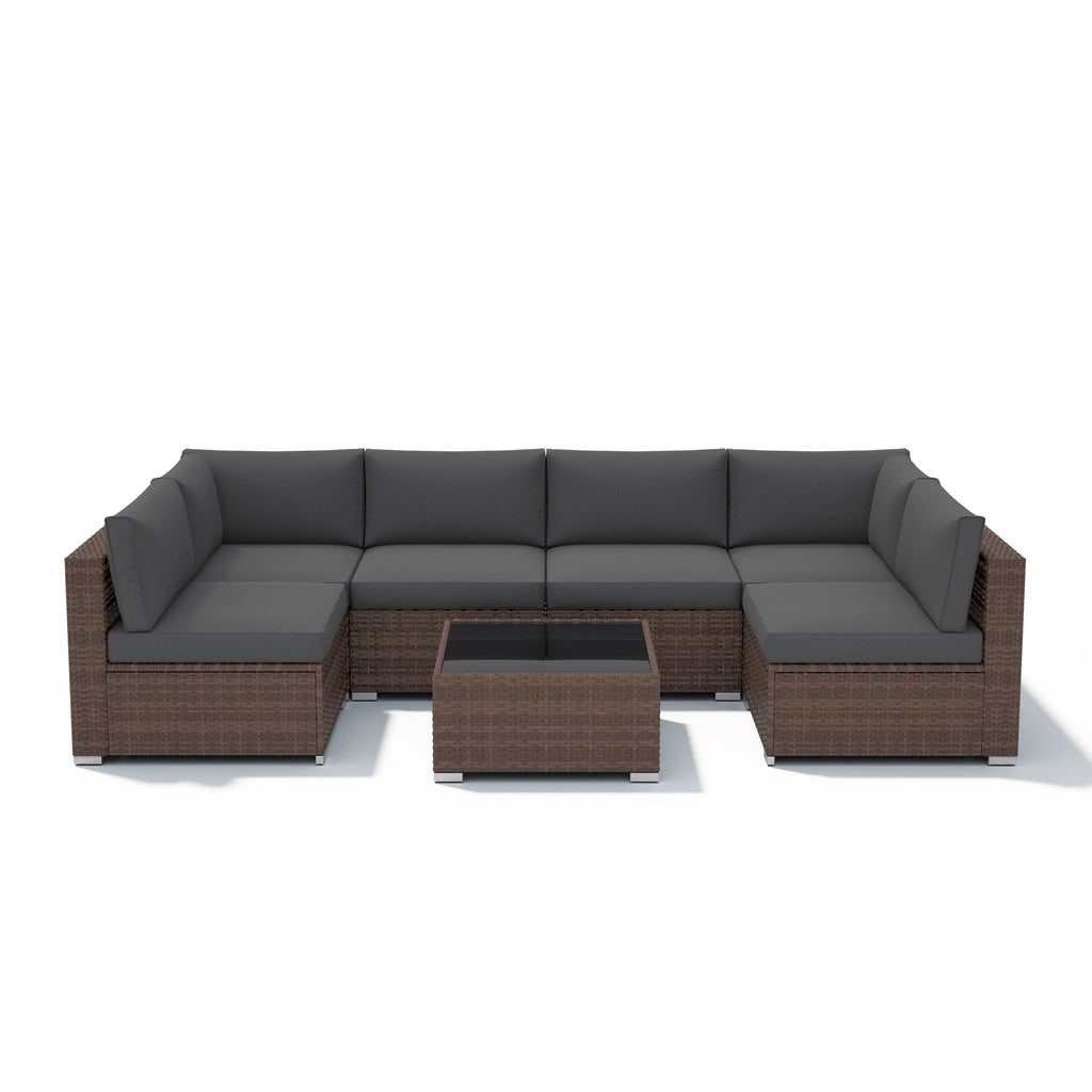 Wicker/ Steel 7-piece Outdoor Cushioned Sectional Sofa Set