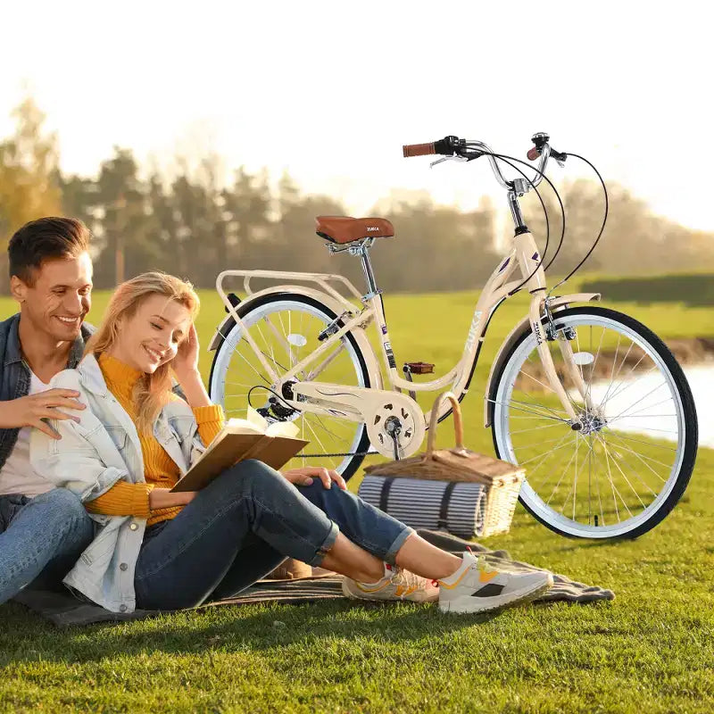 Bicicleta feminina Zeus & Ruta de 24-Inch com 7 velocidades e quadro de aço