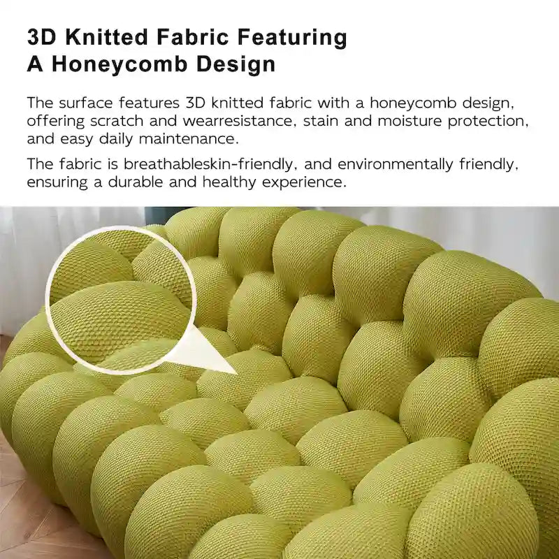 2-osobowa bąbelkowa zaokrąglona sofa typu lazy w kształcie plastra miodu, z tkaniną tekstylną 3D, do salonu, pokoju dziennego lub mieszkania