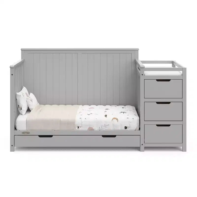 Lit bébé convertible 5-en-1 et table à langer avec tiroir