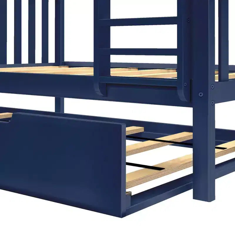 Max & Lily stapelbed van massief hout, eenpersoonsbed boven een twijfelaar met uitschuifbaar opbergladebed en ladder voor kinderen
