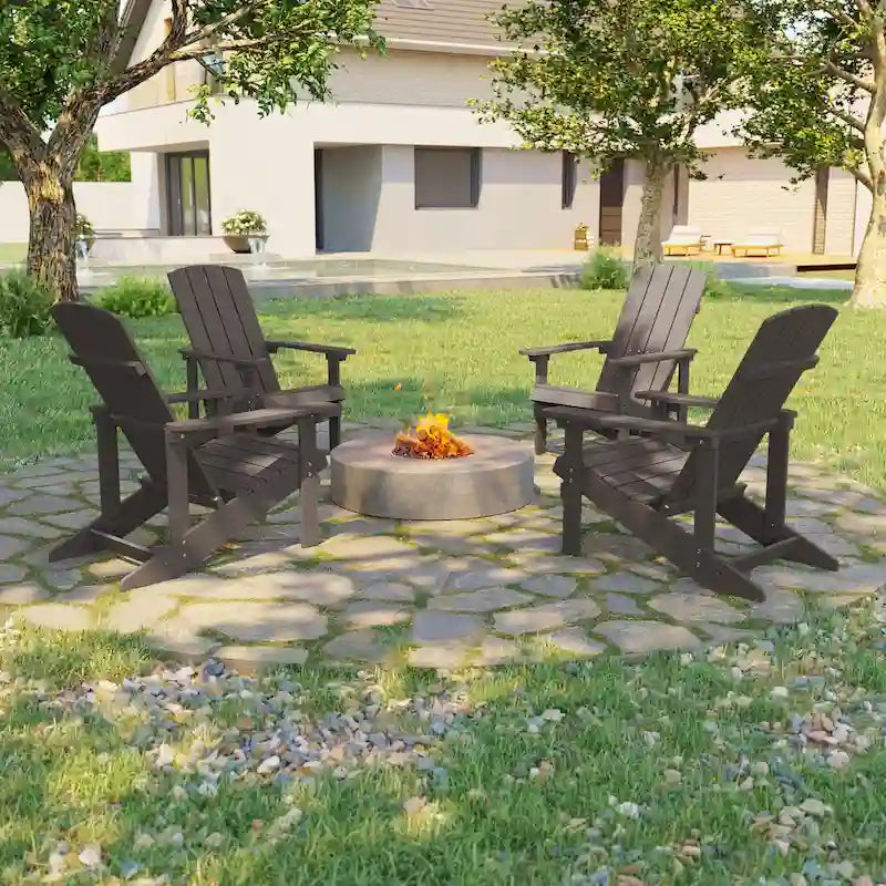 Bonosuki wetterfeste Adirondack-Stühle aus Holz für den Außenbereich, 4er-Set