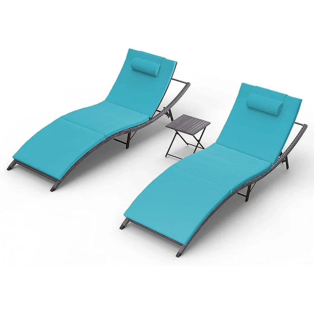 3-elementowy zestaw ogrodowych leżanek typu chaise longue Kullavik