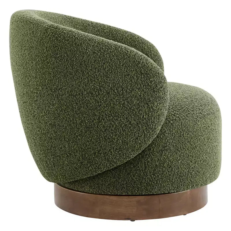 Fauteuil tonneau pivotant rembourré d’appoint Spruce&Spring avec base en bois