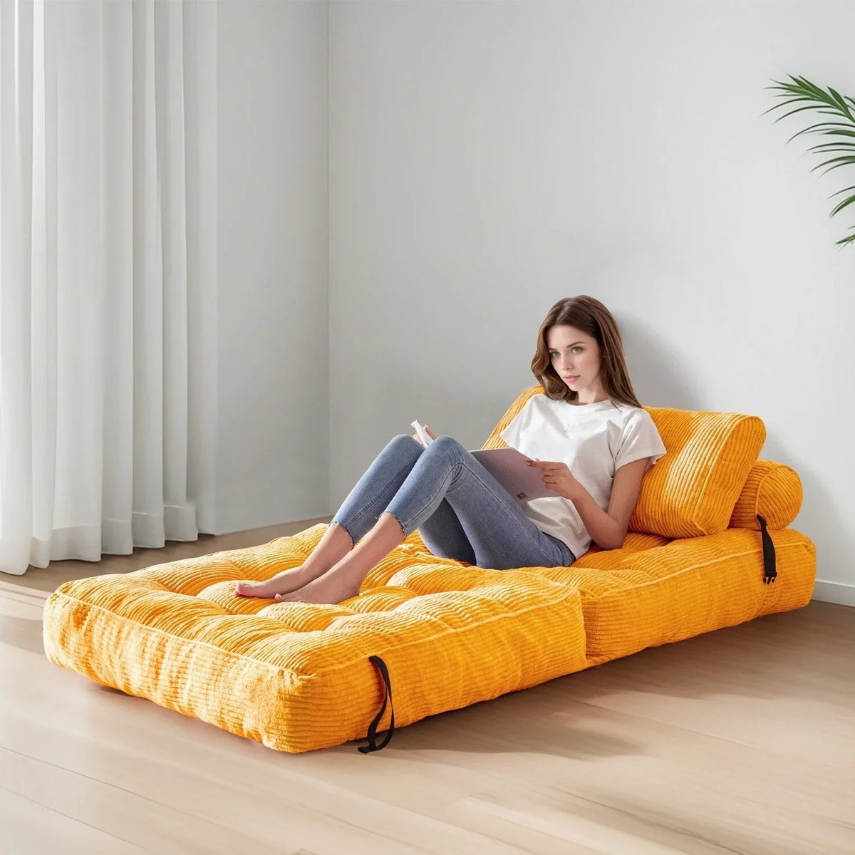 Sofá-cama dobrável de bombazina 8, individual