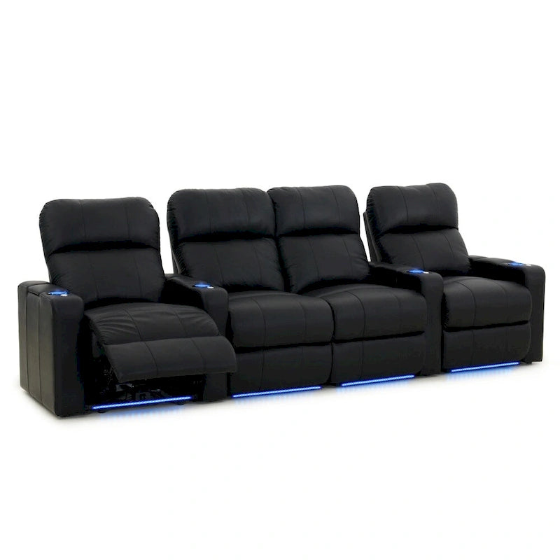 Octane Turbo XL700 Power Leather Home Theater Seating Set (Row of 4)